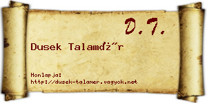 Dusek Talamér névjegykártya